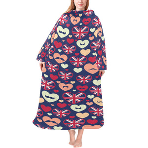 British Pattern Print Design 02 Blanket Robe with Sleeves