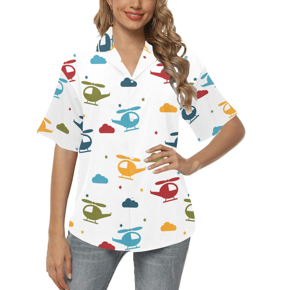 Colorful helicopter pattern Women's All Over Print Hawaiian Shirt