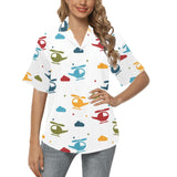 Colorful helicopter pattern Women's All Over Print Hawaiian Shirt