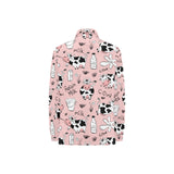 Cows milk product pink background Women's Long Sleeve Polo Shirt