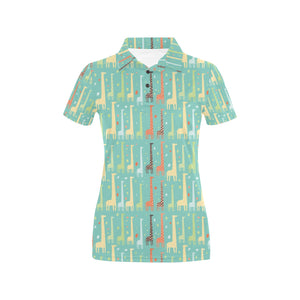 Giraffe Pattern Print Design 01 Women's All Over Print Polo Shirt