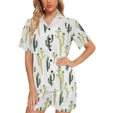 Cute cactus pattern Women's V-Neck Short Pajama Set