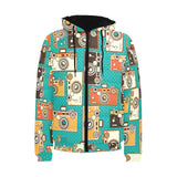 Camera Pattern Print Design 03 Men's Padded Hooded Jacket
