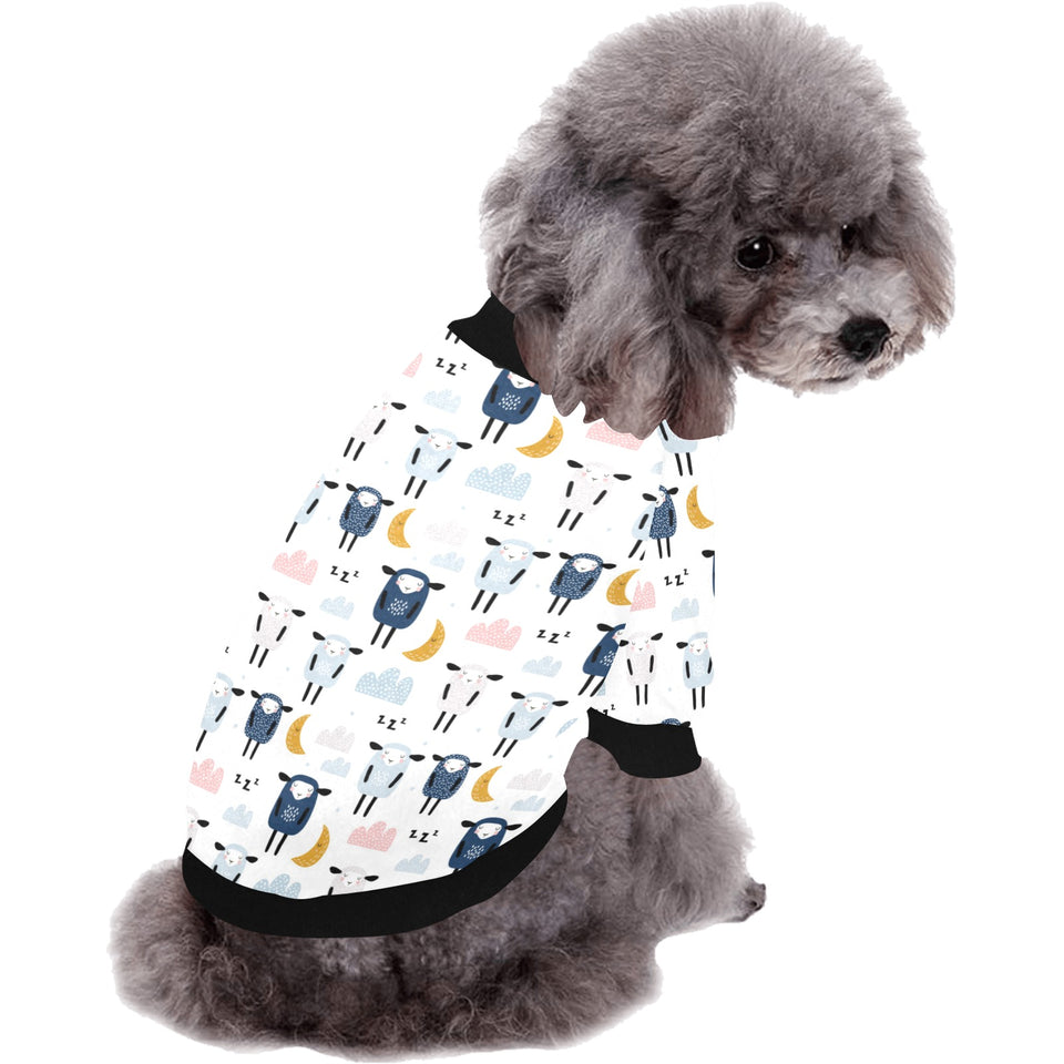 Cute sleeping sheep moon cloud pattern All Over Print Pet Dog Round Neck Fuzzy Shirt