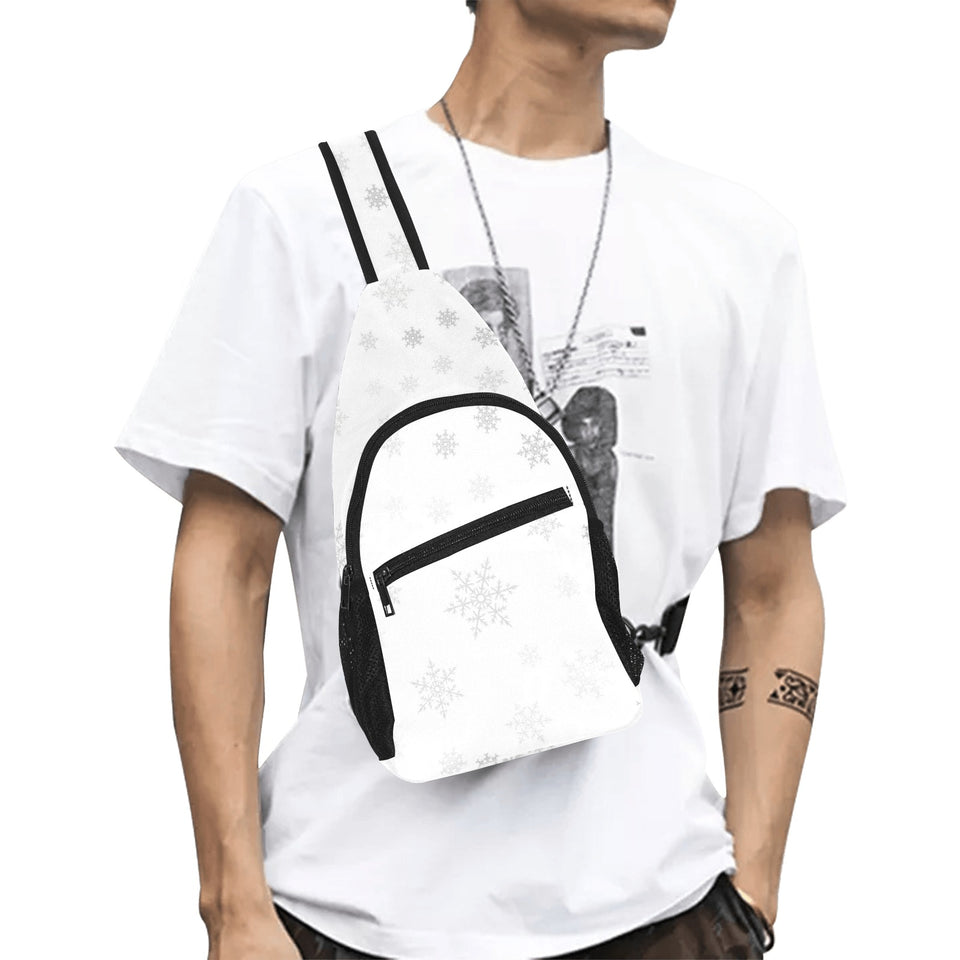Snowflake pattern white background All Over Print Chest Bag