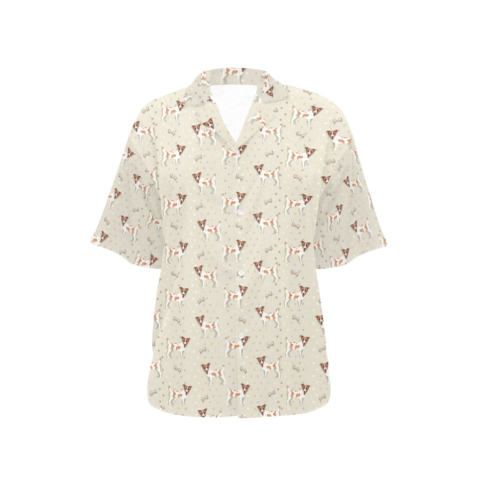 Jack Russel Pattern Print Design 02 Women's All Over Print Hawaiian Shirt