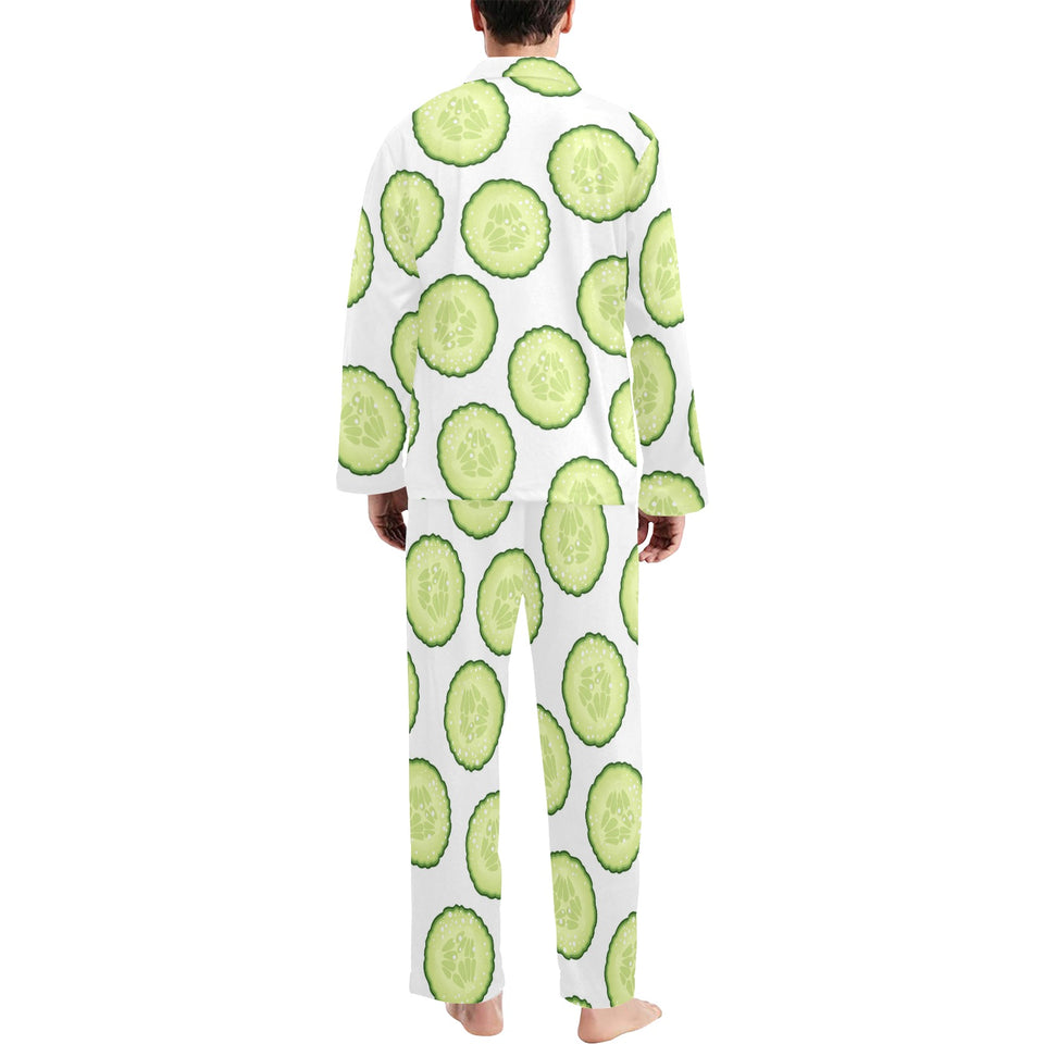 Cucumber slices pattern Men's Long Pajama Set