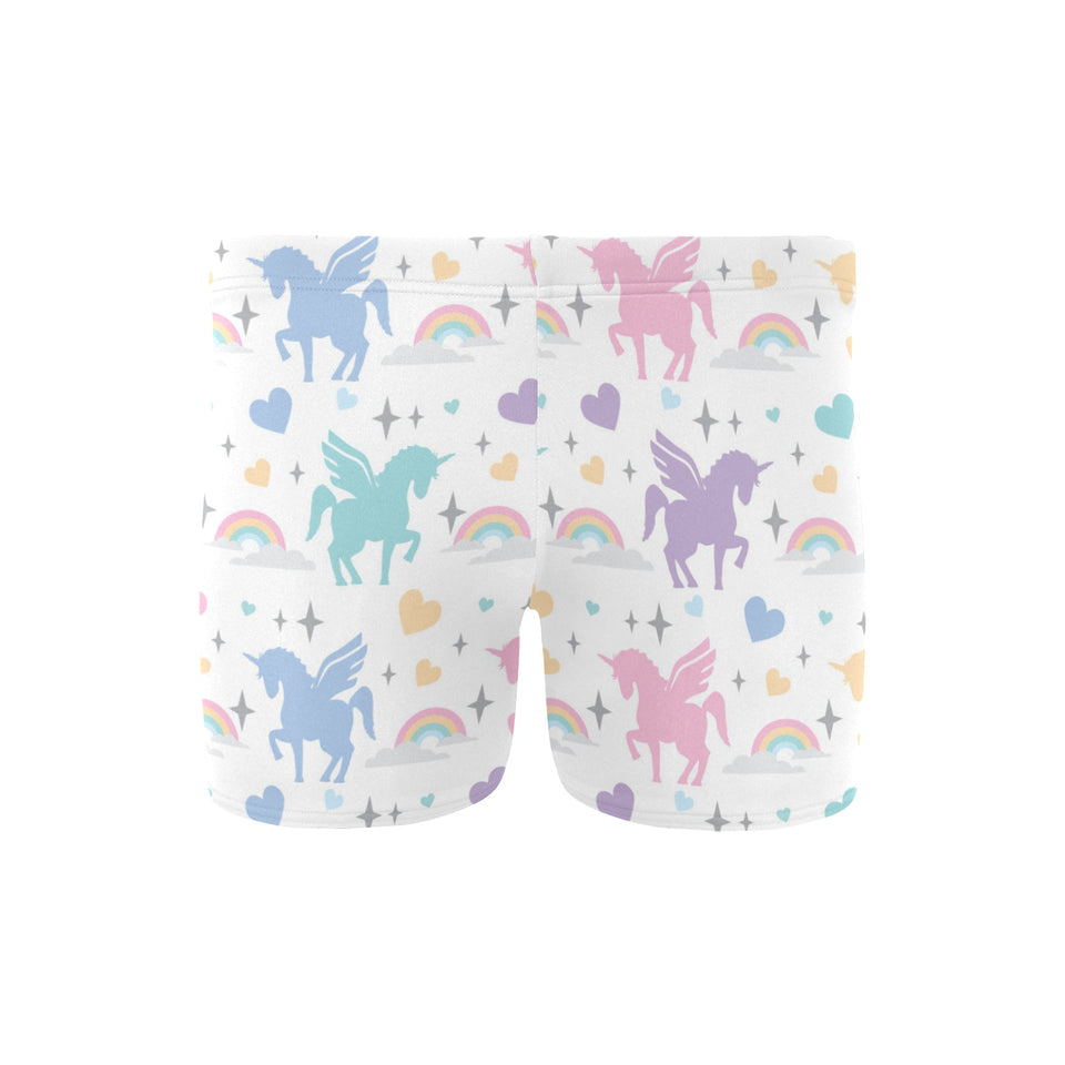 colorful unicorn rainbow heart pattern Men's Swimming Trunks