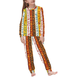 Egypt Hieroglyphics Pattern Print Design 01 Kids' Boys' Girls' All Over Print Pajama Set