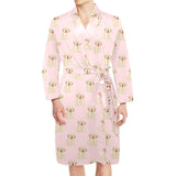 Golden Retriever Pattern Print Design 02 Men's Long Sleeve Belted Night Robe