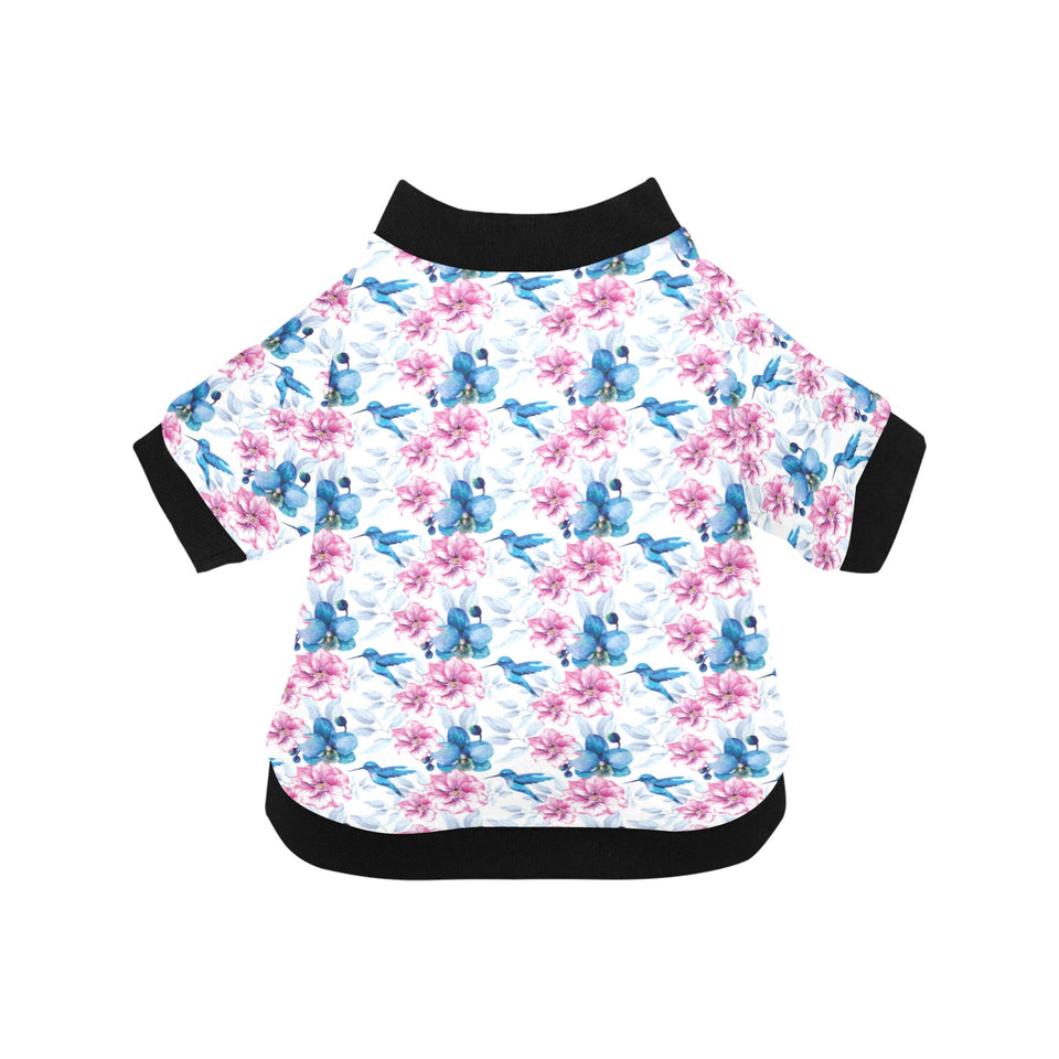 Hummingbird Pattern Print Design 02 All Over Print Pet Dog Round Neck Fuzzy Shirt