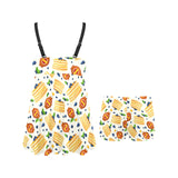 Pancake Pattern Print Design 02 Chest Sexy Pleated Two Piece Swim Dress