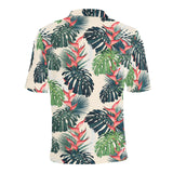 heliconia flowers, palm and monstera leaves Men's All Over Print Polo Shirt