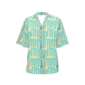 Giraffe Pattern Print Design 01 Women's All Over Print Hawaiian Shirt