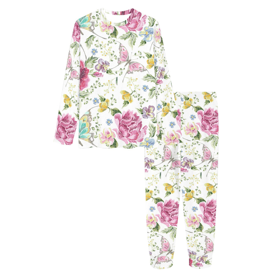 Hand drawn butterfly rose Women's All Over Print Pajama Set