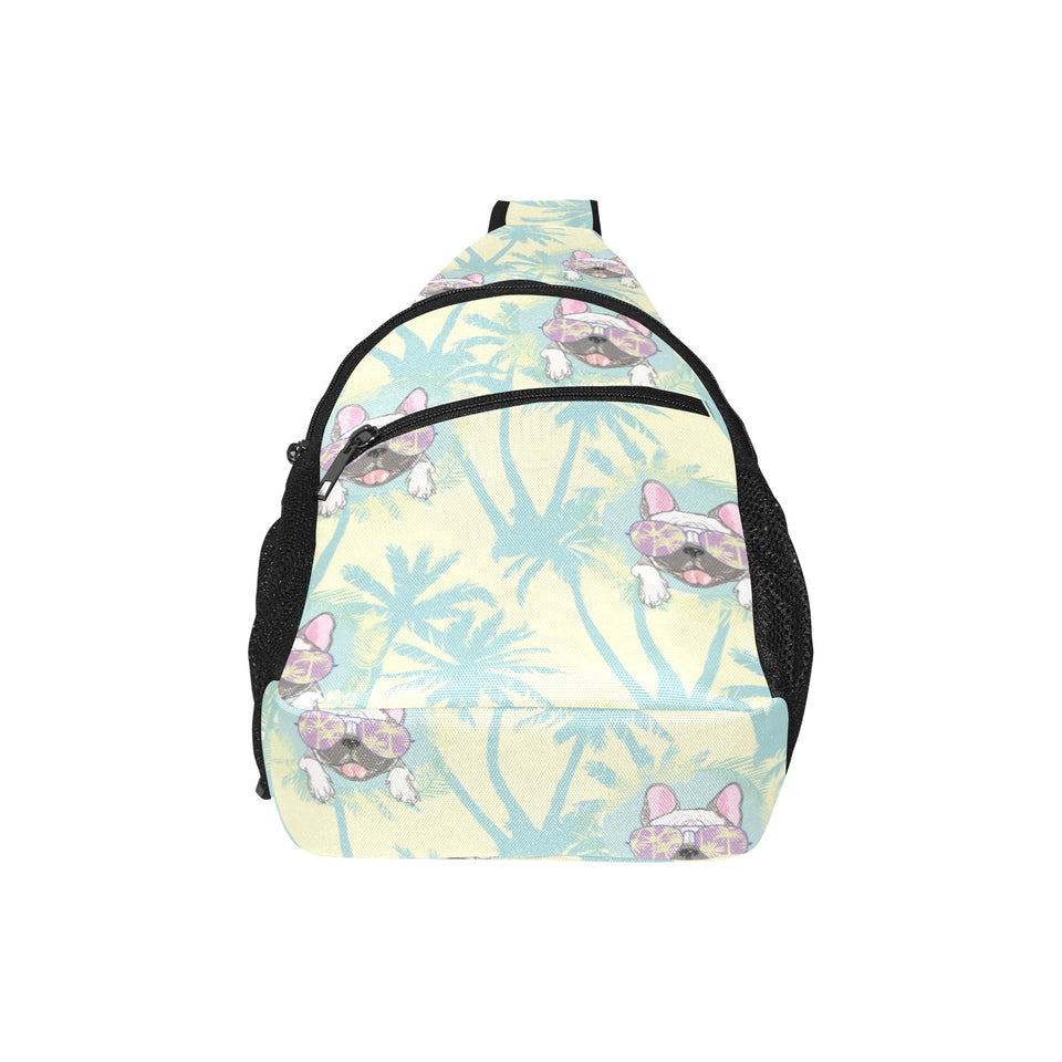 French bulldog hawaii blackground All Over Print Chest Bag