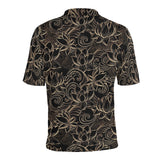 luxurious gold lotus waterlily black background Men's All Over Print Polo Shirt
