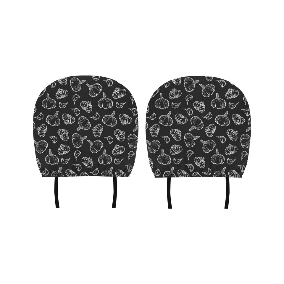 Garlic pattern black background Car Headrest Cover