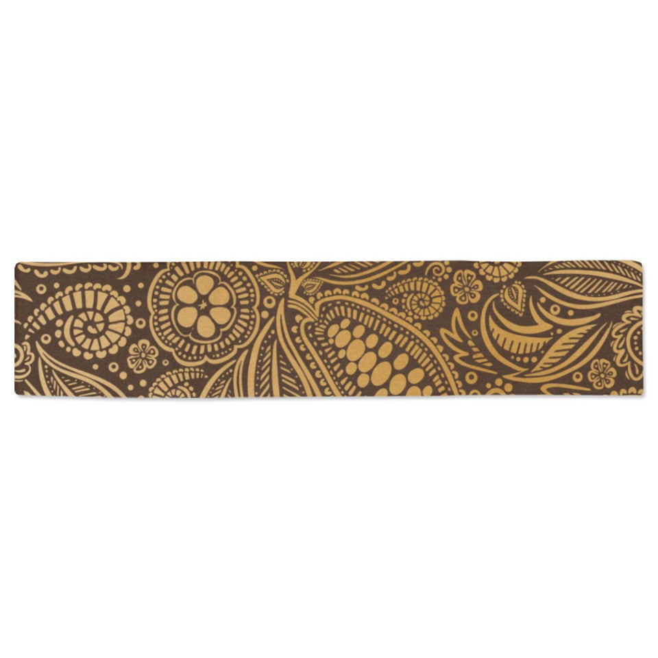 cacao beans tribal polynesian pattern background Table Runner