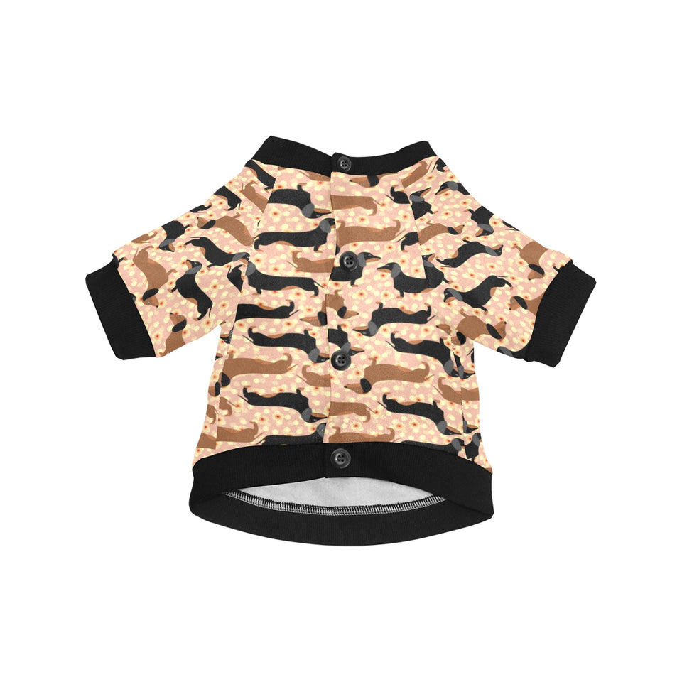 Dachshund floral background All Over Print Pet Dog Round Neck Fuzzy Shirt