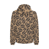 Coffee bean on brown background Men's Padded Hooded Jacket