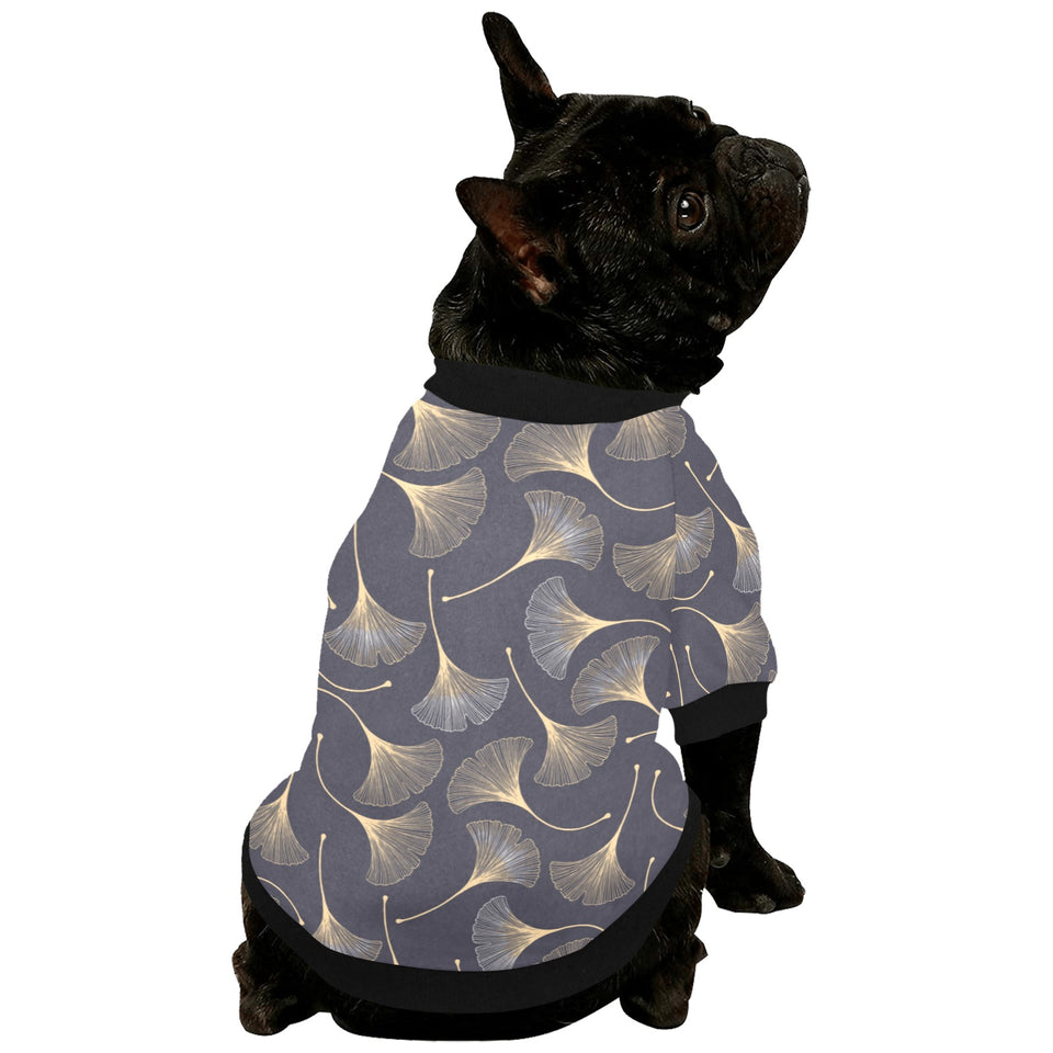 Gold ginkgo leaves All Over Print Pet Dog Round Neck Fuzzy Shirt
