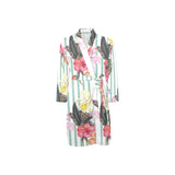 Colorful orchid flower pattern Men's Long Sleeve Belted Night Robe