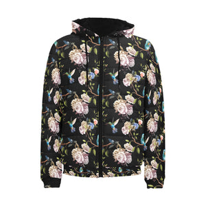 Hummingbird Pattern Print Design 03 Men's Padded Hooded Jacket