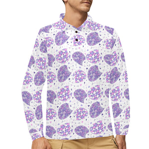 Hedgehog Pattern Print Design 05 Men's Long Sleeve Polo Shirt