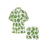 Cute broccoli pattern Women's V-Neck Short Pajama Set
