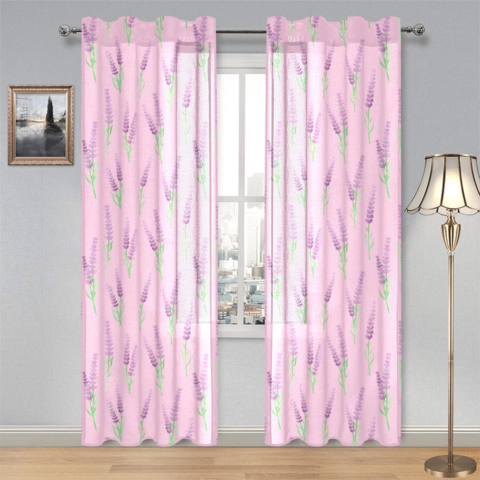 Lavender pattern pink background Gauze Curtain