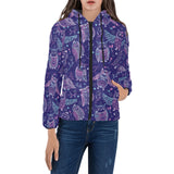 Cute owls pattern boho style ornament Women's Padded Hooded Jacket