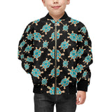 Sea turtle blue stone pattern Kids' Boys' Girls' Bomber Jacket