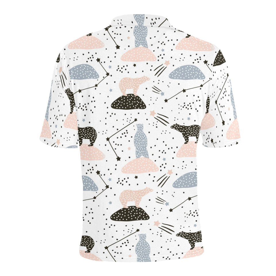 Polar bears star poka dot pattern Men's All Over Print Polo Shirt