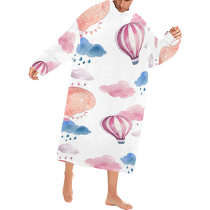 Watercolor air balloon cloud pattern Blanket Robe with Sleeves