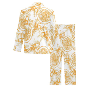 hand drawn orange fruit pattern Men's Long Pajama Set