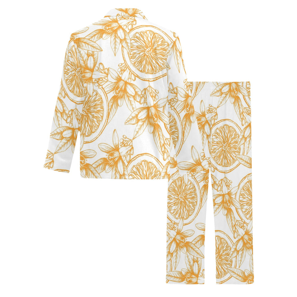 hand drawn orange fruit pattern Men's Long Pajama Set