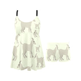 Little young goat pattern Chest Sexy Pleated Two Piece Swim Dress