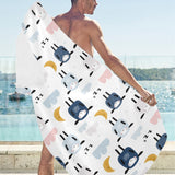 Cute sleeping sheep moon cloud pattern Beach Towel