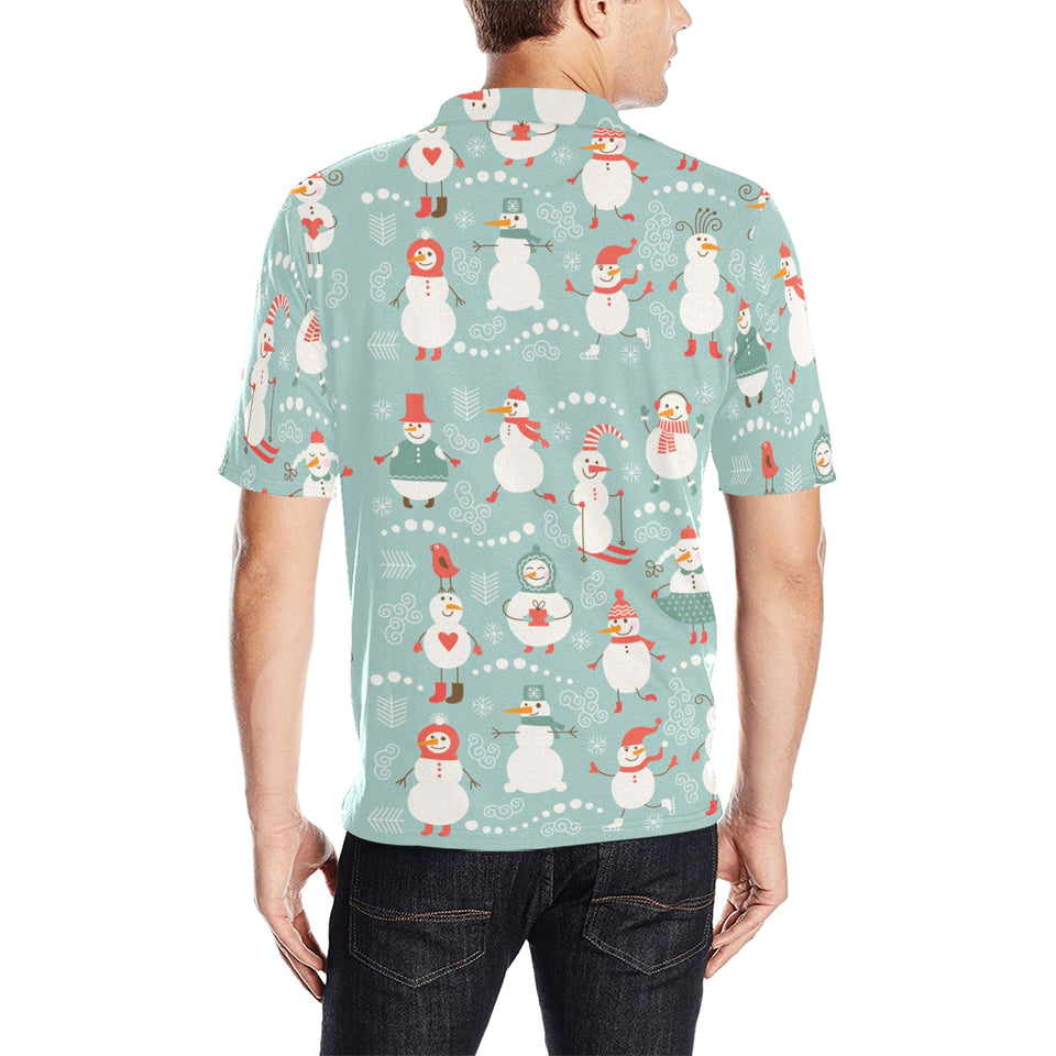 Cute snowman pattern Men's All Over Print Polo Shirt
