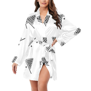 Billiard Ball Pattern Print Design 03 Women's Long Sleeve Belted Night Robe