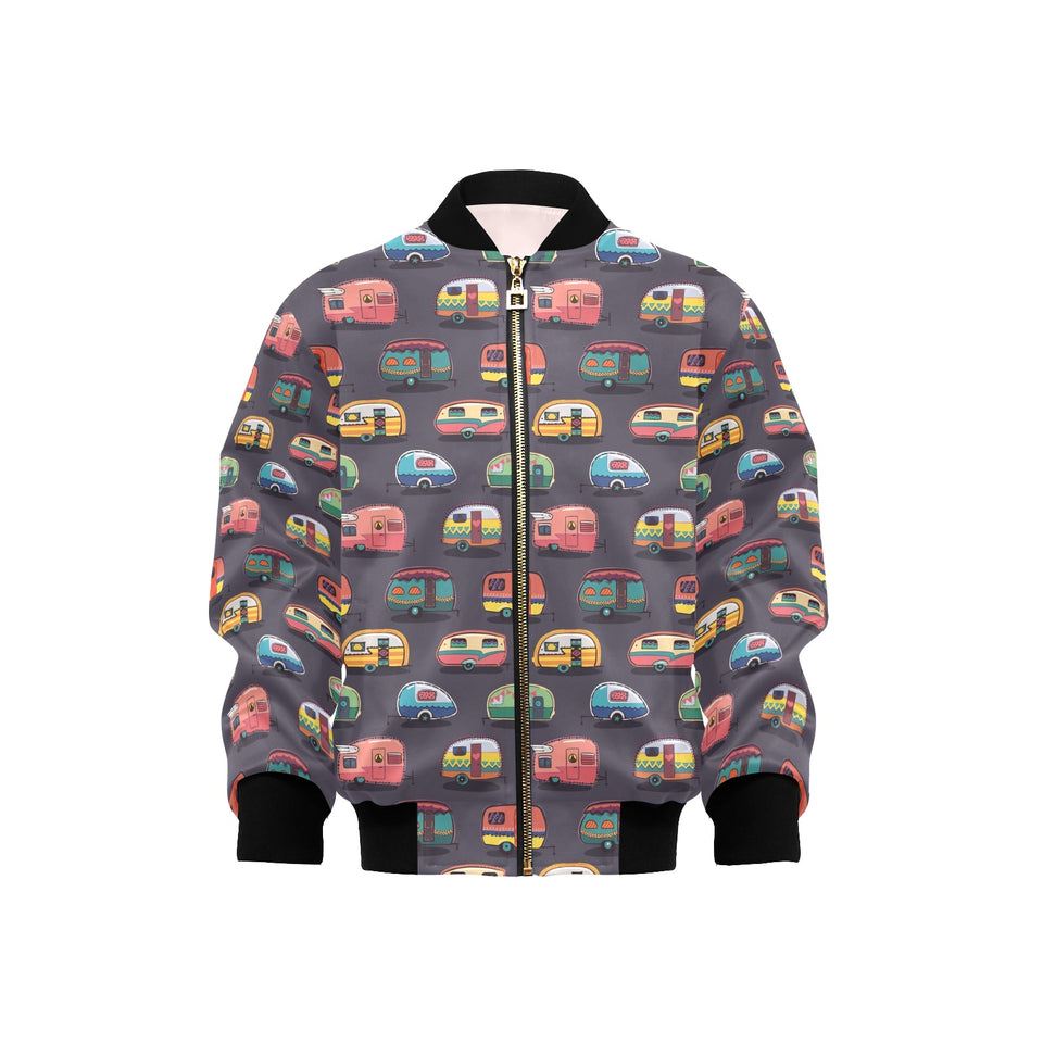 Camper Van Pattern Print Design 02 Kids' Boys' Girls' Bomber Jacket