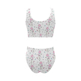 Cute poodle dog star pattern Chest Bowknot High Waisted Bikini Swimsuit