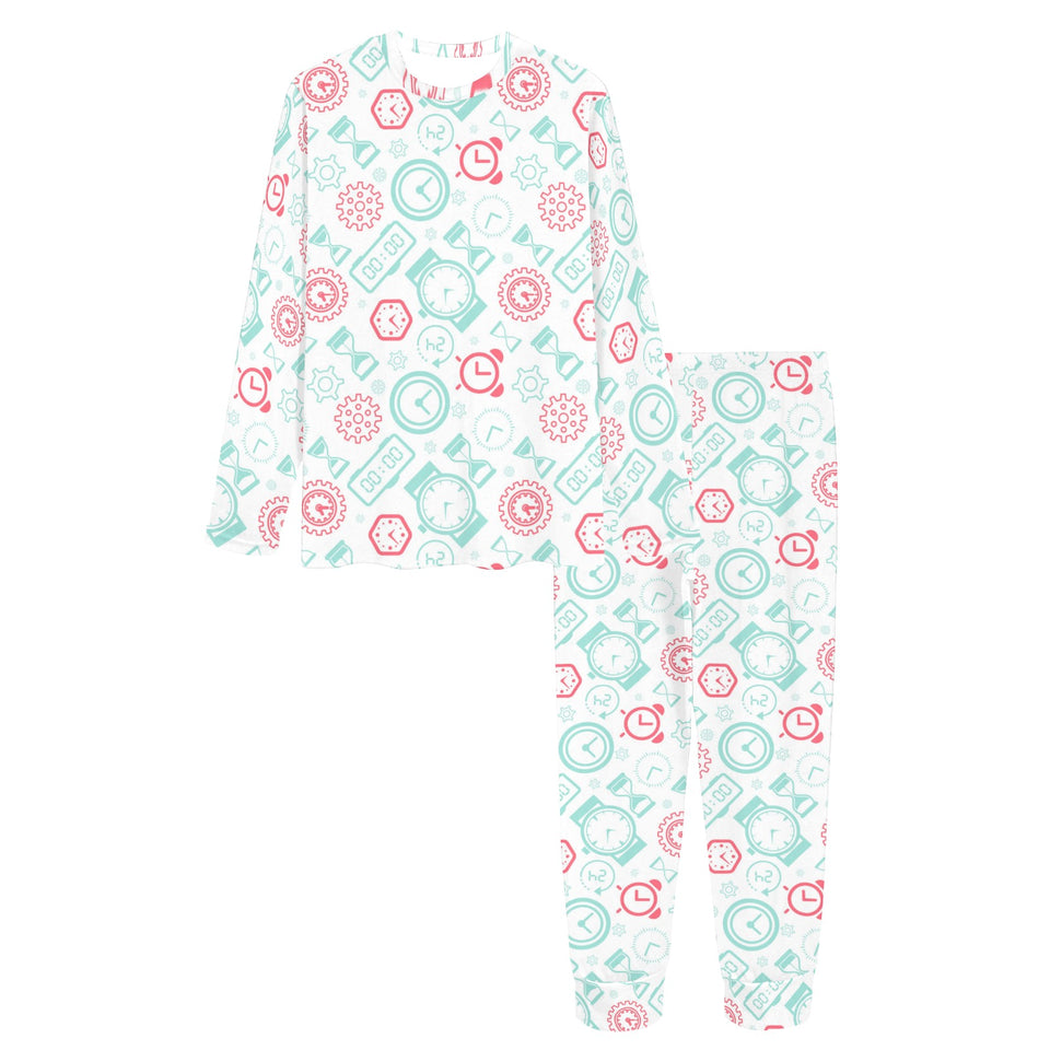 Clock time pattern blackground Women's All Over Print Pajama Set
