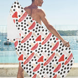 Red mushroom dot pattern Beach Towel