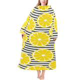 slice of lemon design pattern Blanket Robe with Sleeves