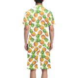 Pineapples design pattern Men's V-Neck Short Pajama Set