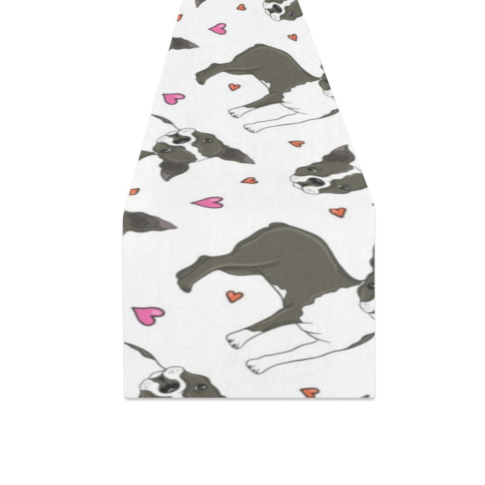 Boston terrier dog hearts vector pattern Table Runner