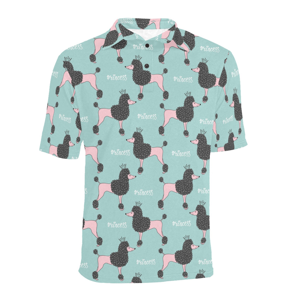 poodle dog green background Men's All Over Print Polo Shirt