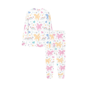 colorful unicorn rainbow heart pattern Kids' Boys' Girls' All Over Print Pajama Set